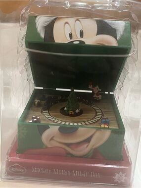 NIB Disney Mr Christmas Mickey Mouse Music Box with Moving Train! 3.75x3.25